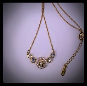 💥SALE 18K GP Gold Pendant w Crystals Necklace